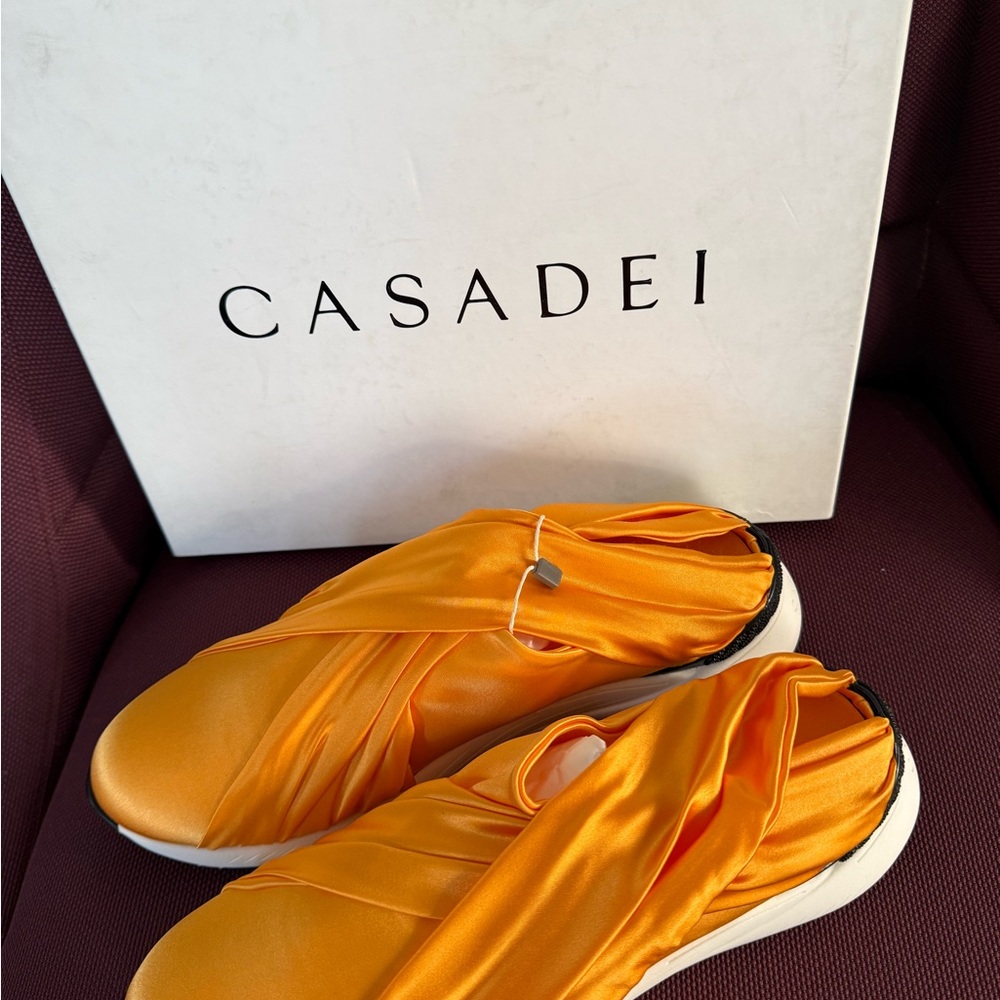 Casadei Women's Orange Satin Shoes EU 11